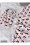 Bowknot Patterned Suede Shirt Collar Long Sleeve Pajama Set - 5