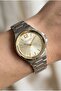 Silver-Gold Women's Wristwatch |   32mm Stainless Steel Case, Gold Dial