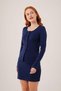 New Season Navy Blue Viscose Women's Blouse&Skirt Office Set - 3