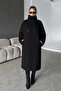 Women's Long Cashmere Coat – Belted, High Collar, and Buttoned - 2