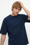Men's Navy Blue Oversize Crew Neck Cotton T-Shirt