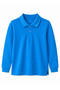Saks Blue Long Sleeve Children's Polo Collar School T-Shirt 100% Cotton Unisex - 3