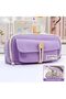 Kawaii Multi-Compartment Canvas Pencil Case Large Capacity Multi-Compartment Pencil Box with Purple and Green Options - 2