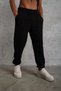 Men's Three Thread Bottom Sweatpants with Elastic Cuffs - Black - 4