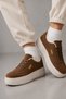 Women's Brown Sneaker Casual Sports Shoes Thick High Sole Comfortable Lace-Up Casual Shoes - 6