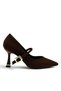 Matte Satingold Buckle Detailed Thin Heeled Shoes Stiletto 9 cm - 5