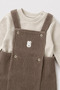 Baby Boy Rabbit Embroidered Velvet Salopet and Long Sleeve Top 2-Piece Set - 3