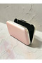 Powder Pink Satin Silver Detailed Crystal Stone Chain Strap Women's Evening Dress Bag Wedding Engagement Graduation - 4