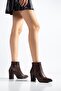 Thick Heeled Women's Boots with Zipper Detail - 3
