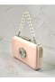 Powder Pink Satin Silver Detailed Crystal Stone Chain Strap Women's Evening Dress Bag Wedding Engagement Graduation - 2
