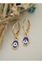 Evil eye beaded mini earrings - gold color - - 2