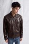 Men's Kadjar Leather Coat with Large Pockets, Brown Color - 5