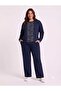 Plus Size Lycra Modal Fabric Suit with Pockets, Slits and Stone Details - 3