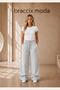 3-Piece Women's Sweatpants Black Gray Navy Blue Wide Leg Comfortable Cut Daily Use - 6