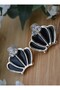 Crown earrings enamel - black - - 3