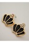 Crown earrings enamel - black - - 5