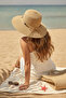 Straw Beach Hat Wide Brim Bowknot and Colorful Bead Detail Summer Sun Hat - 2