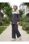 Women's Zippered Double Suit Set, Wide Leg Pants, Stripe Detailed, Comfortable Cut, Hijab Suit - 3