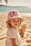 Children's Pink Butterfly and Flower Patterned Summer Bucket Hat - 2