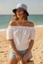 Stylish Blue and White Striped Bucket Hat with Paw Detail, Summer Unisex Fisherman Hat - 2