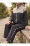 Women's Zippered Double Suit Set, Wide Leg Pants, Stripe Detailed, Comfortable Cut, Hijab Suit - 2