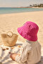 Children's Fuchsia Sequined Heart Embroidered Bucket Hat Summer Sunscreen - 2
