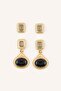 Women's Stone Detailed Dangle Multi Earring Set I7156Axns