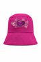 Children's Fuchsia Sequined Heart Embroidered Bucket Hat Summer Sunscreen