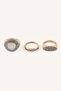 Women's Stone Embellished Different Shaped 3-Piece Ring Set I7173Axns
