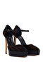 Women's Brown Ankle Buckle Platform Feather Detailed High Thin Heeled Leather Shoes Af11000421 - 2