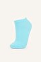 7 Pack Plain Design Cotton Booties Socks for Girls I2963A8Ns - 2