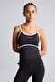 Printed Thin Strap Crop Tank Top with Piping Detail I7633Ax26Hs - 3