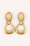 Oval Stone Detailed Dangle Women's Earrings I6594Axns