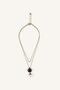 Stone and Pearl Look Detailed Double Chain Women's Necklace I7165Axns