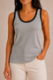 Women's Contrast Ribbed Wide Strap Ribbed Flexible Regular Fit Undershirt