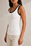 Women's Contrast Ribbed Wide Strap Ribbed Stretchy Regular Tank Top - 3