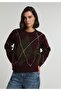 Regular Fit Round Neck Jacquard Women's Purple Sweater