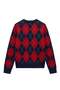 Navy Blue Red Haley Diamond Patterned Sweater - 3