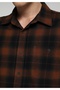 Regular Fit Shirt Neck Plaid Men's Orange Long Sleeve Shirt - 4