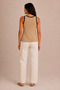 Women's Contrast Ribbed Wide Strap Ribbed Flexible Regular Fit Undershirt - 4