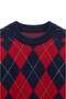 Navy Blue Red Haley Diamond Patterned Sweater - 4