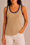 Women's Contrast Ribbed Wide Strap Ribbed Flexible Regular Fit Undershirt