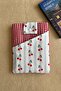 Fabric Book Cover with Pockets, Cherry Patterned Checkered Book Lover Gift