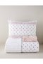 Floral Lines Cotton Single Bed Sheet Duvet Cover Set 160X220 cm Pink - Green