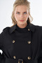 Buttoned Double-Breasted Trench Coat Black - 6