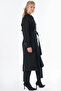 Buttoned Double-Breasted Trench Coat Black - 5