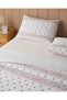 Floral Lines Cotton Single Bed Sheet Duvet Cover Set 160X220 cm Pink - Green - 3