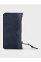 Men's Zippered Suede Detailed Navy Blue Handbag