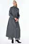 Quilted Patterned Stand Collar Overcoat Smoked - 2