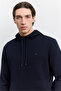 Men's Navy Blue Hooded Collar Interlock Sweatshirt with Kangaroo Pocket B001034 - 2